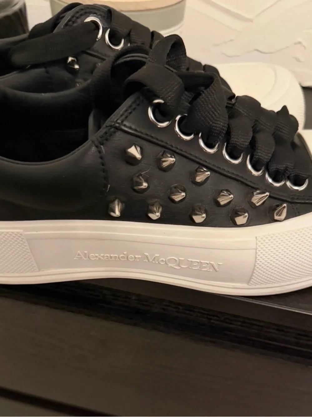 Alexander McQUEEN Deck Pimsoll Black Studded Sneakers Women’s EU 38.5 / US 8